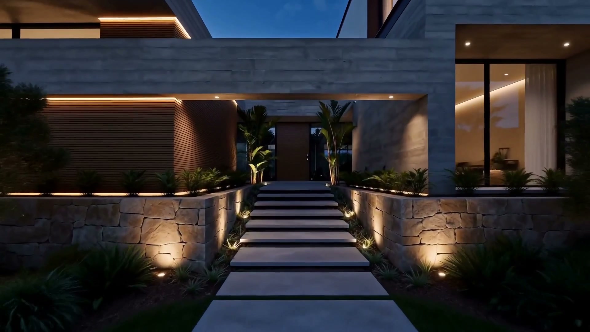 Entrada com a iluminação acesa